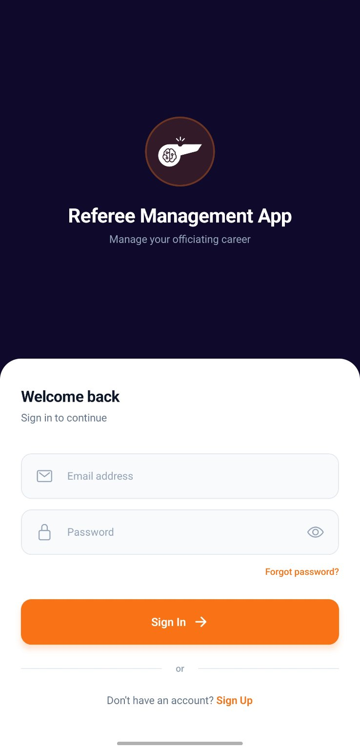 Login screen with email and password fields